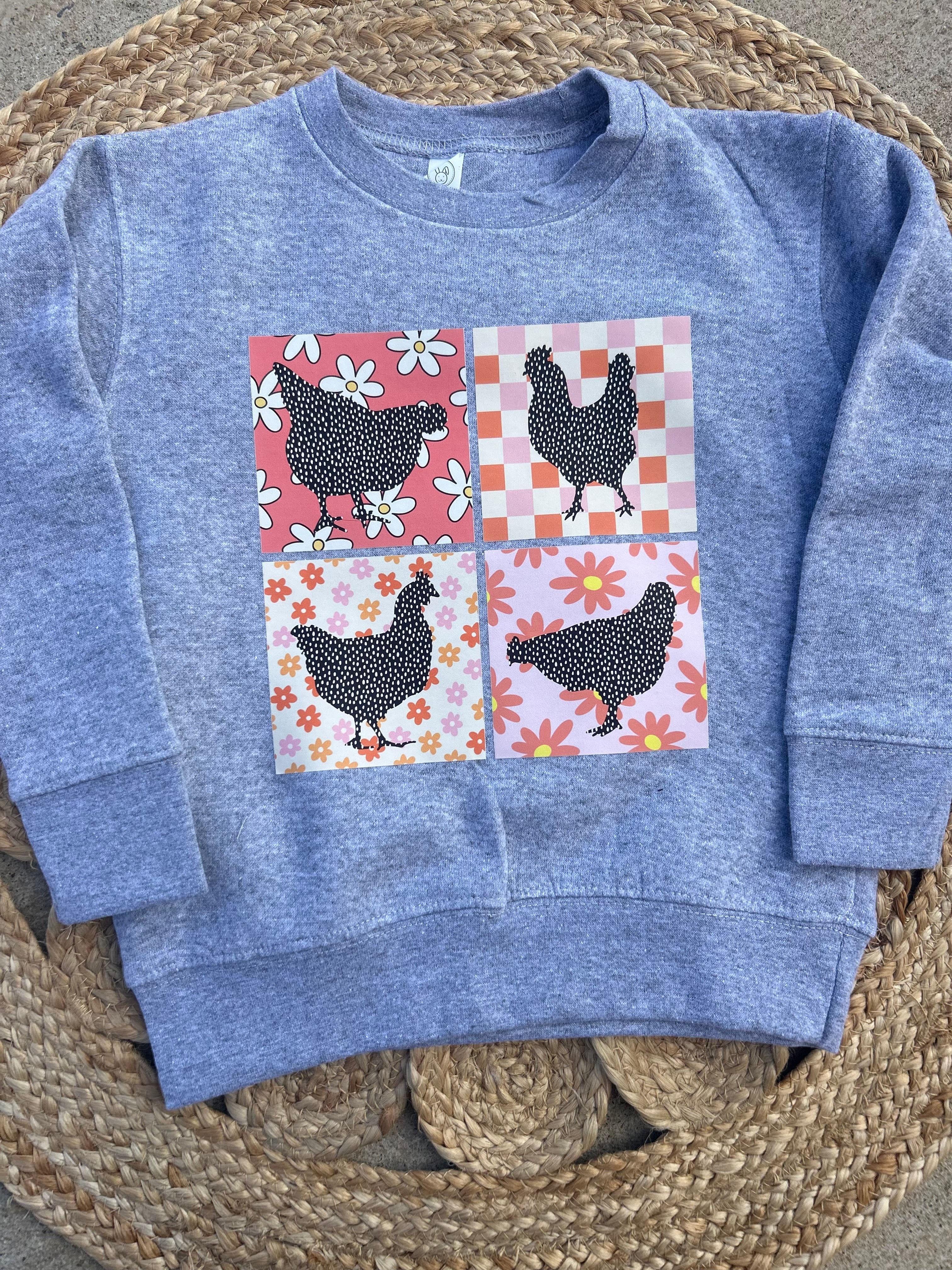 Retro Floral Chicken Crewneck