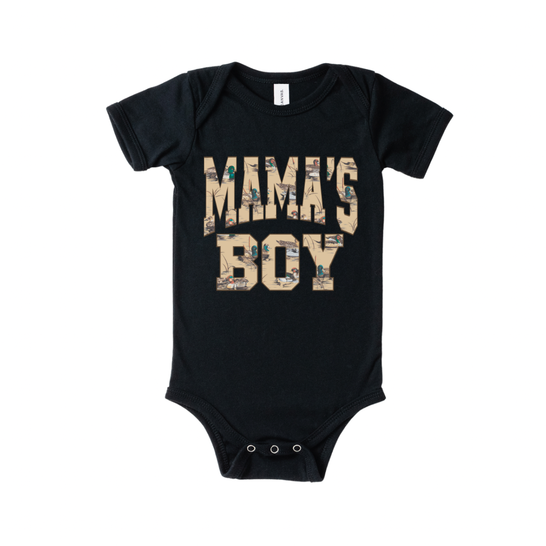 Mama’s Boy Duck Print Black Bodysuit