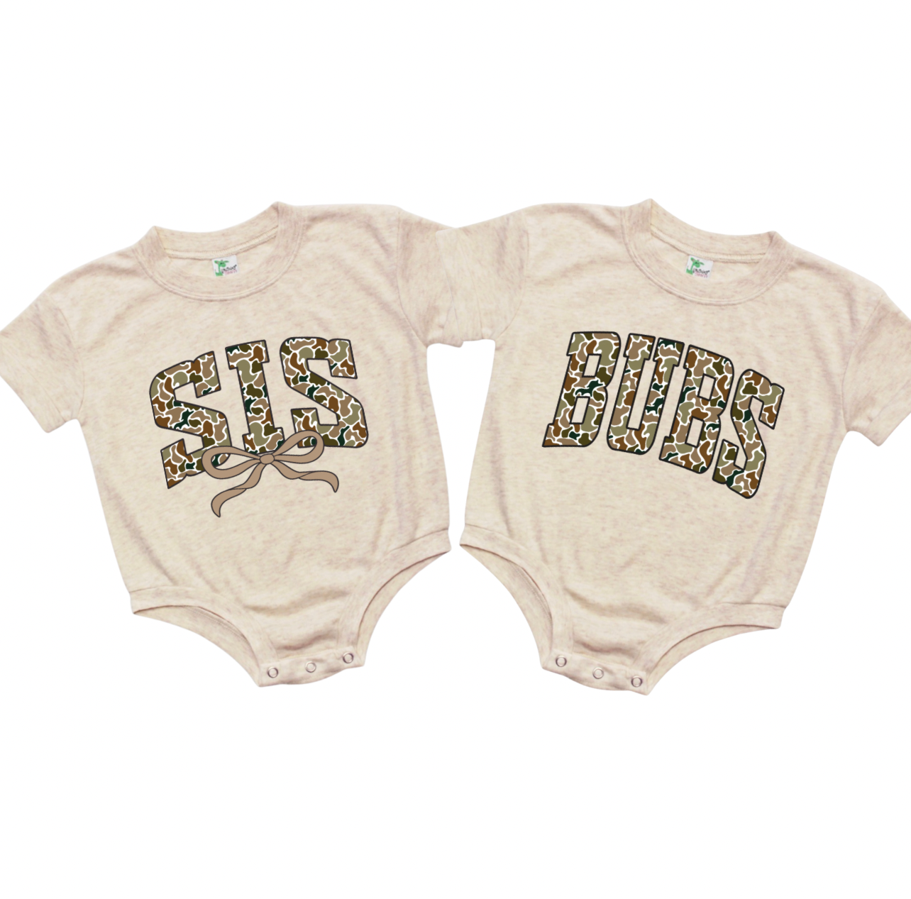 Camo SIS & BUBS Bubble Romper | Natural Heather