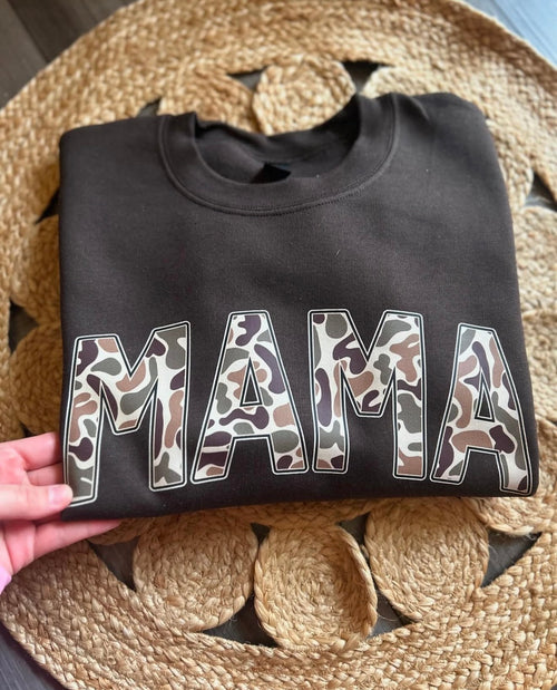 Camo MAMA Crewneck | Chocolate