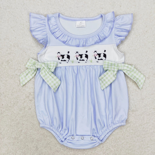 Blue Cow Bubble Romper