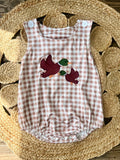 Brown Gingham Ducks Romper - Preorder