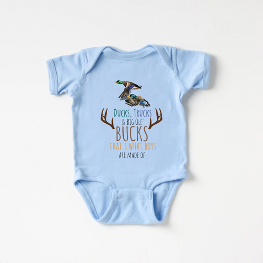 Ducks, Trucks & Bucks Onesie - Light blue