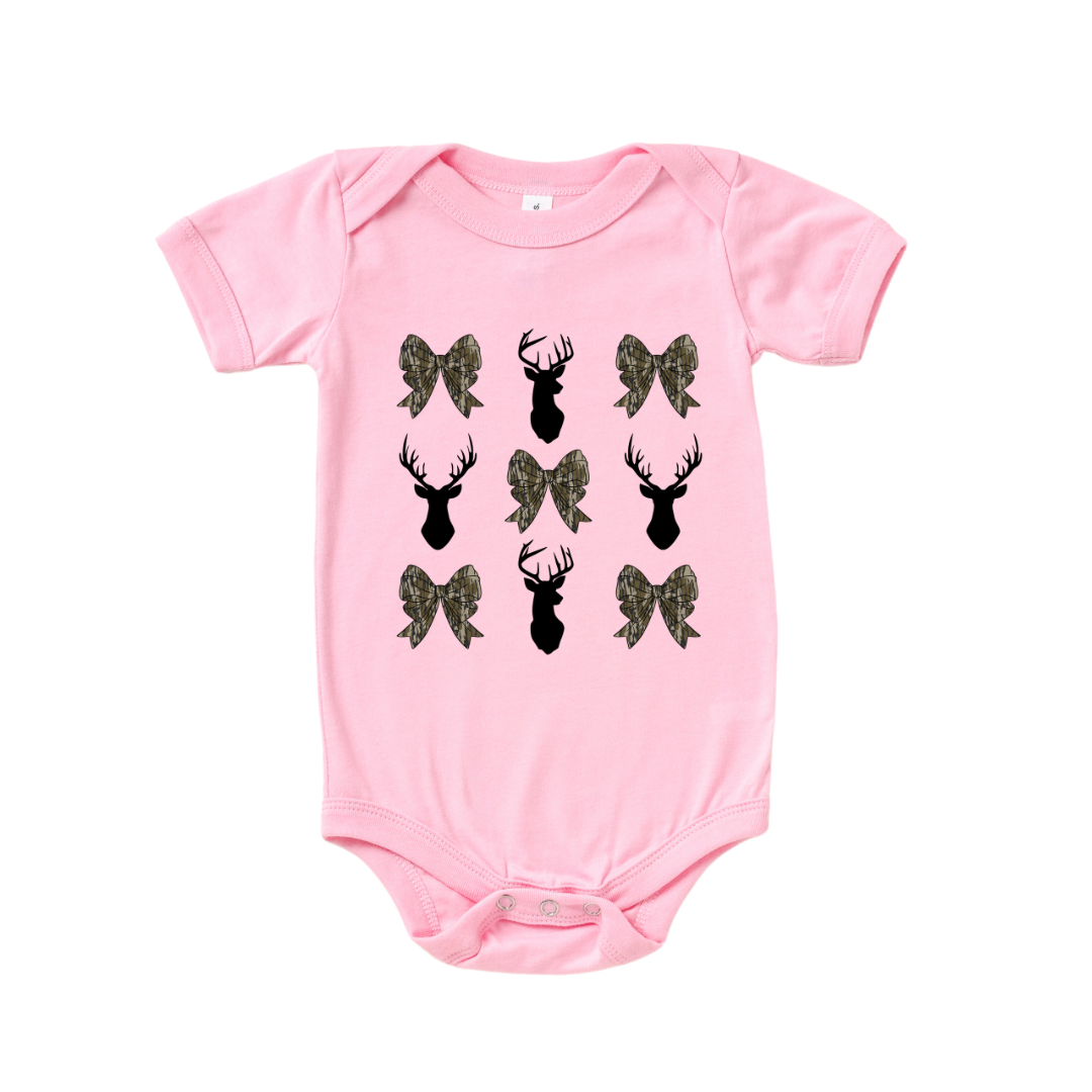 Bows & Deer Light Pink Onesie