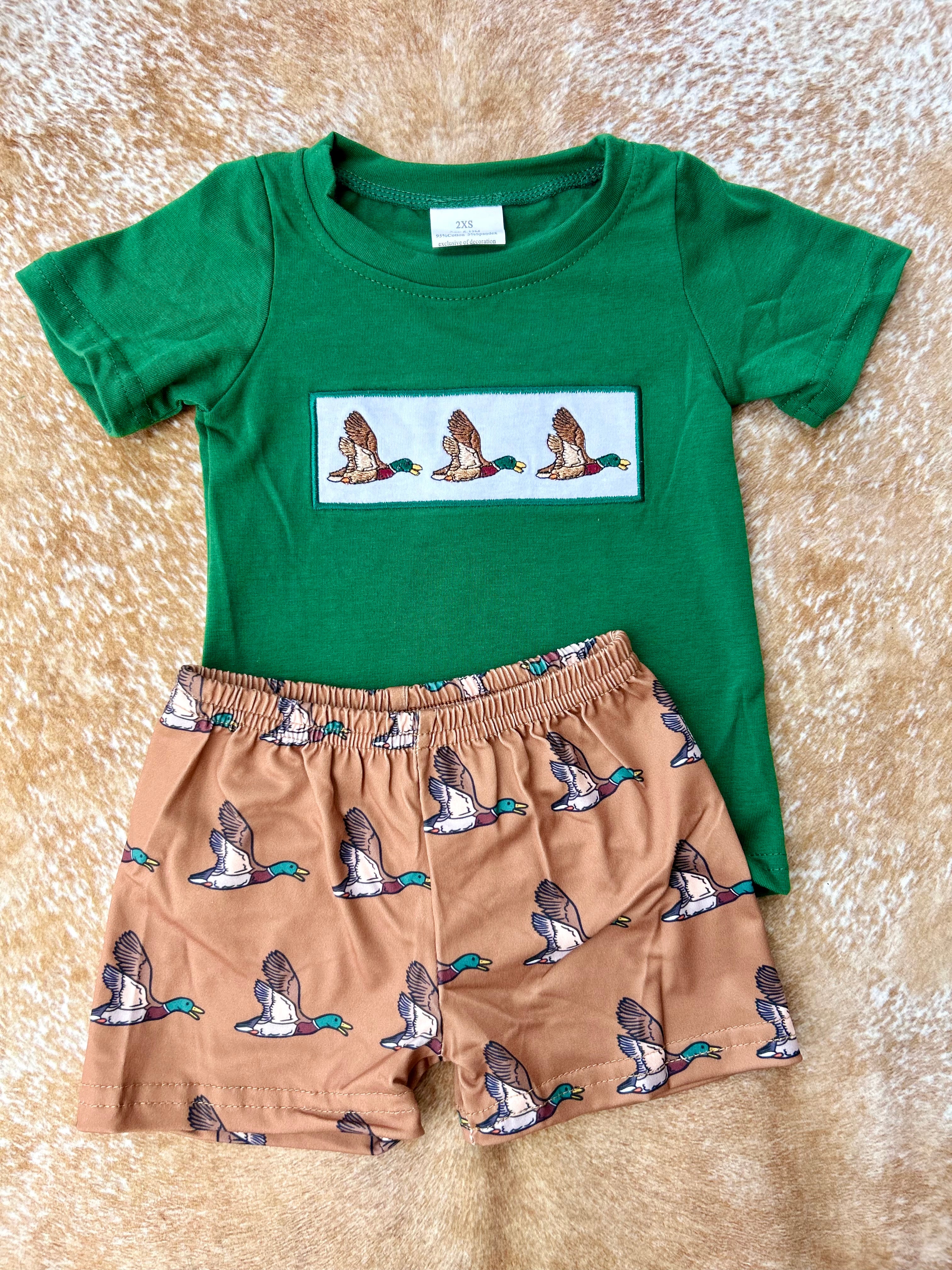 Green & Brown Embroidered Mallard Set - Preorder