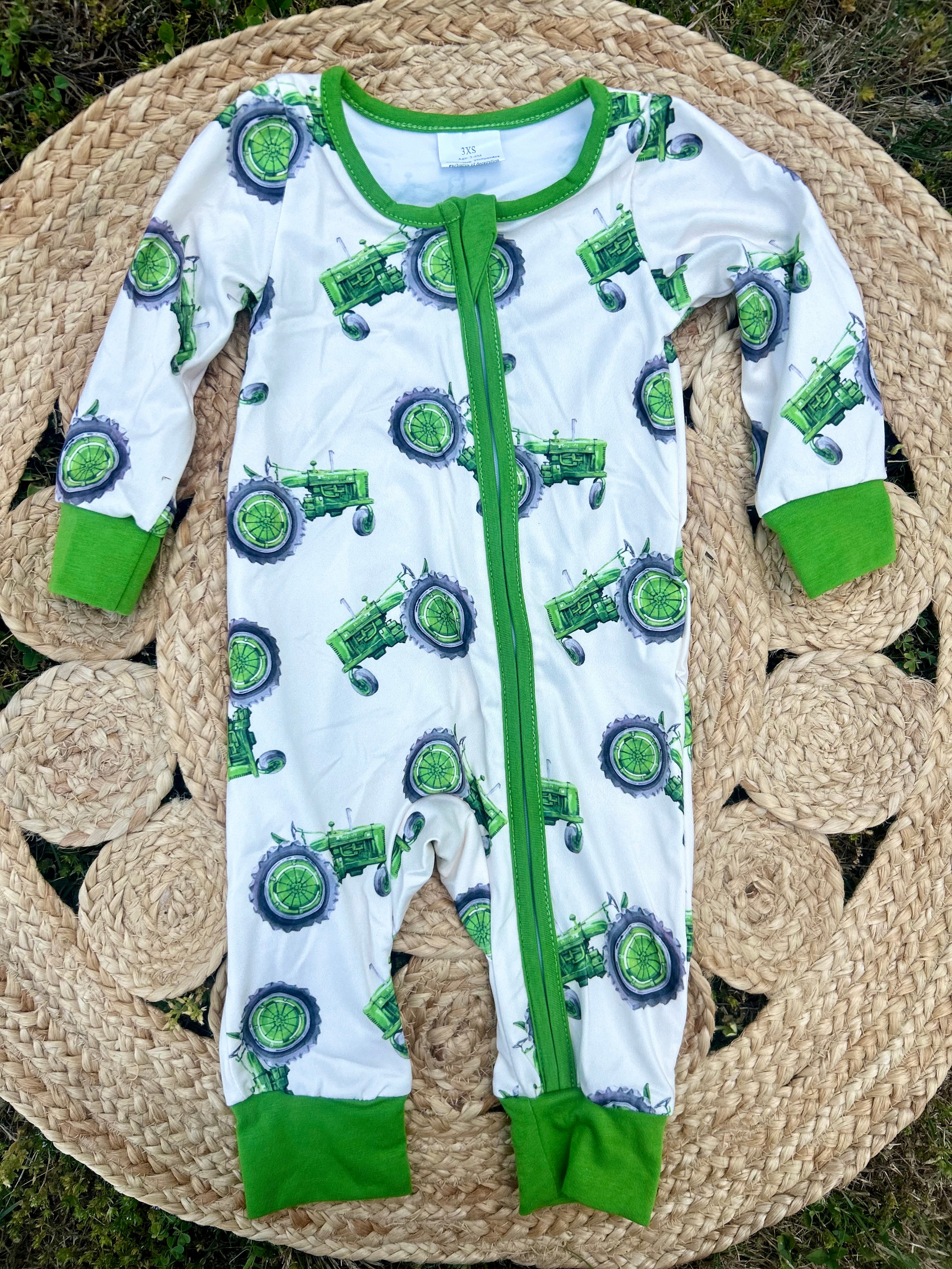 Vintage Tractor Zipper Romper - Preorder