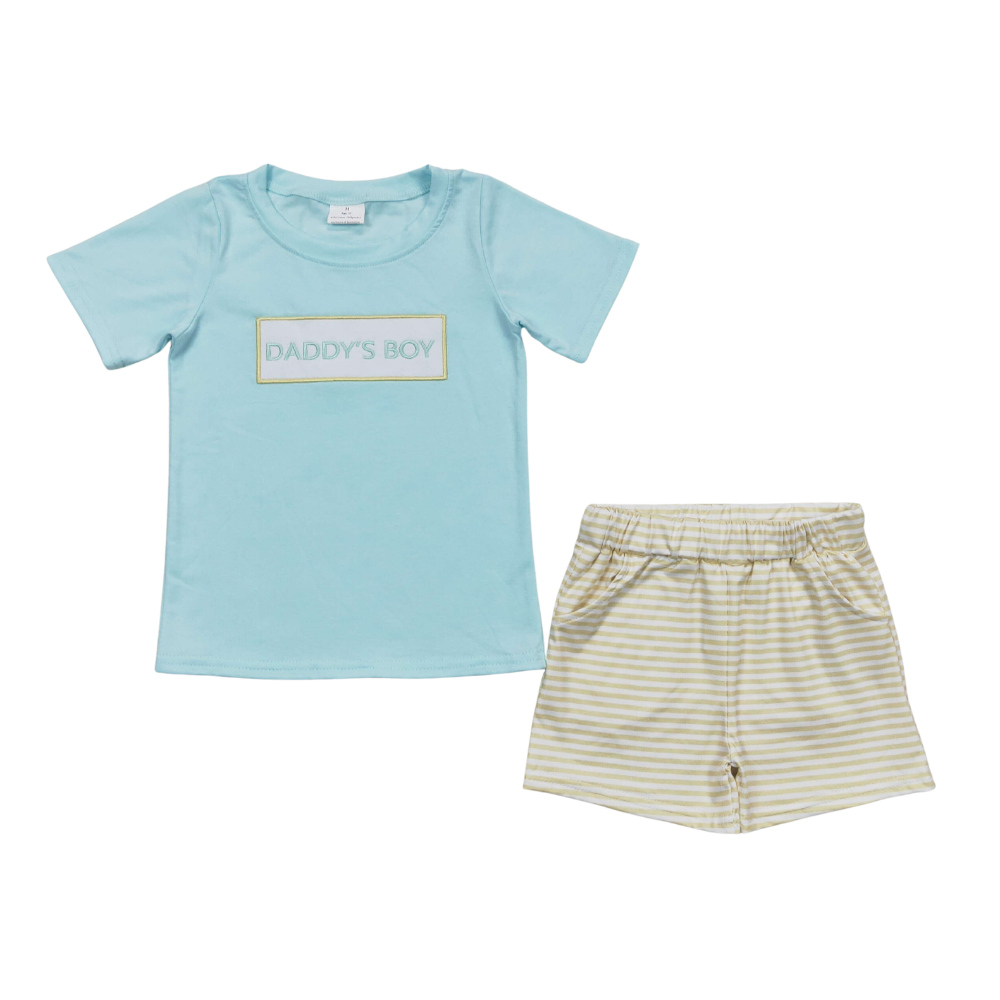 Blue & Yellow Embroidered Daddy’s Boy Set - Preorder