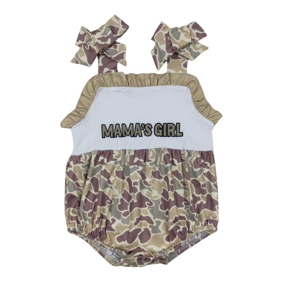 Camo Embroidered Mama’s Girl Romper - Preorder
