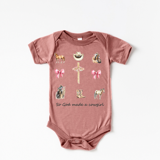 So God Made a Cowgirl Onesie