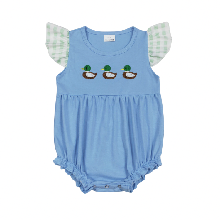 Embroidered Ducks Ruffle Romper - Preorder
