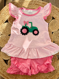 Pink Appliqué Tractor Set - Preorder