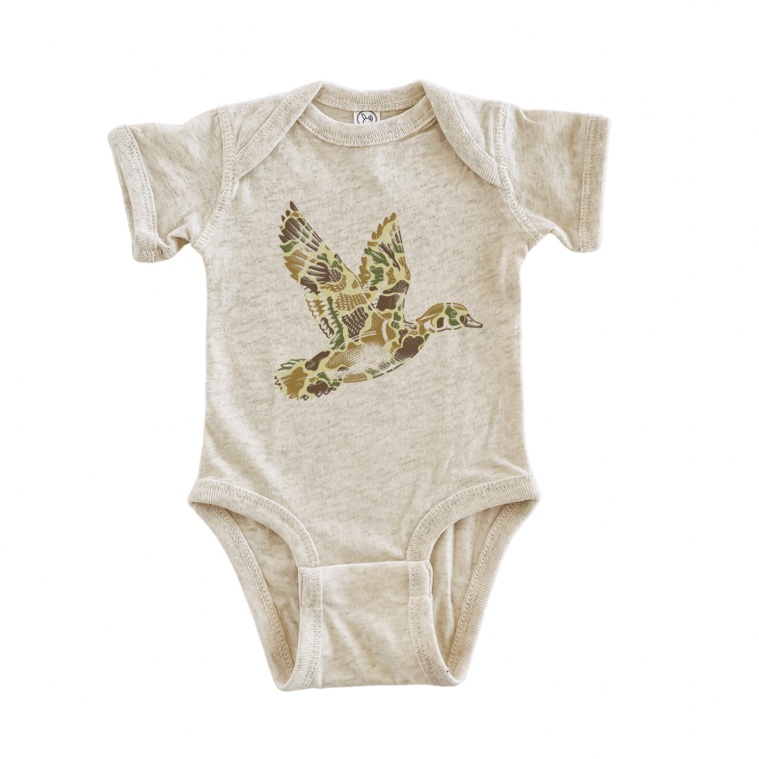 Distressed Camo Duck Onesie