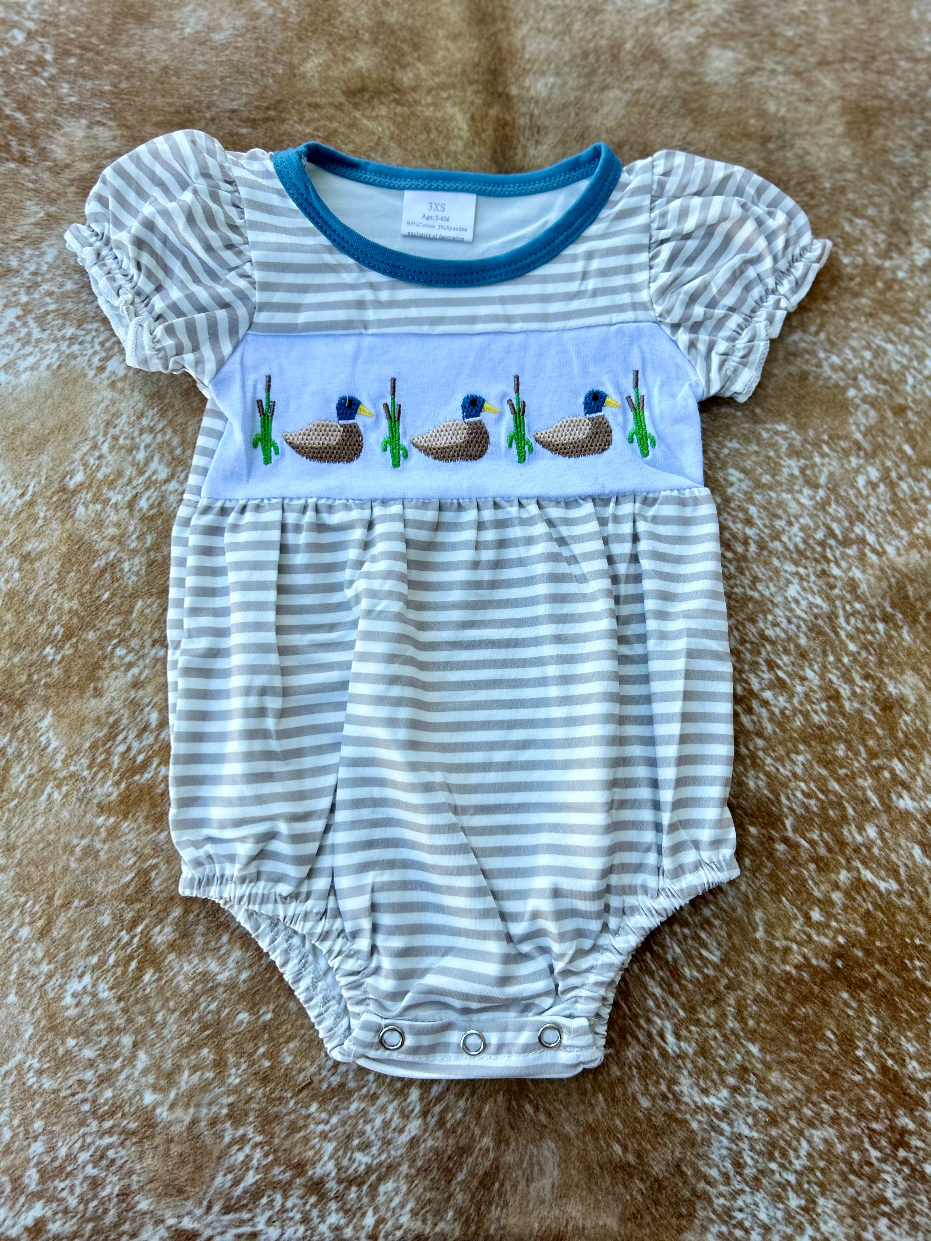 Girls Embroidered 3 Ducks Bubble - Preorder