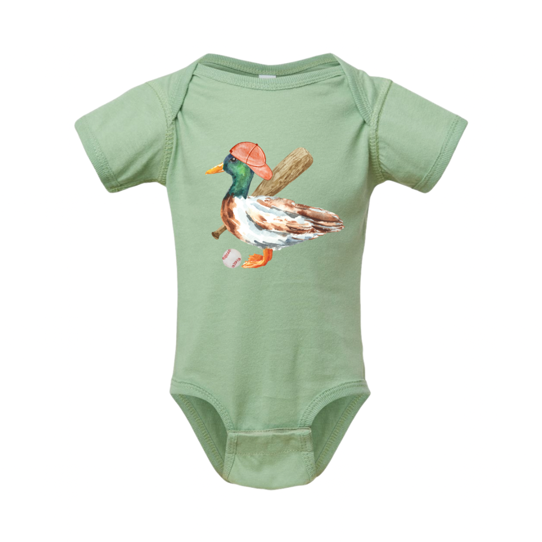 Baseball Duck Onesie - Sage