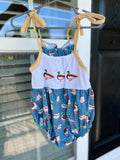 Embroidered Mallard Romper Girls - Preorder