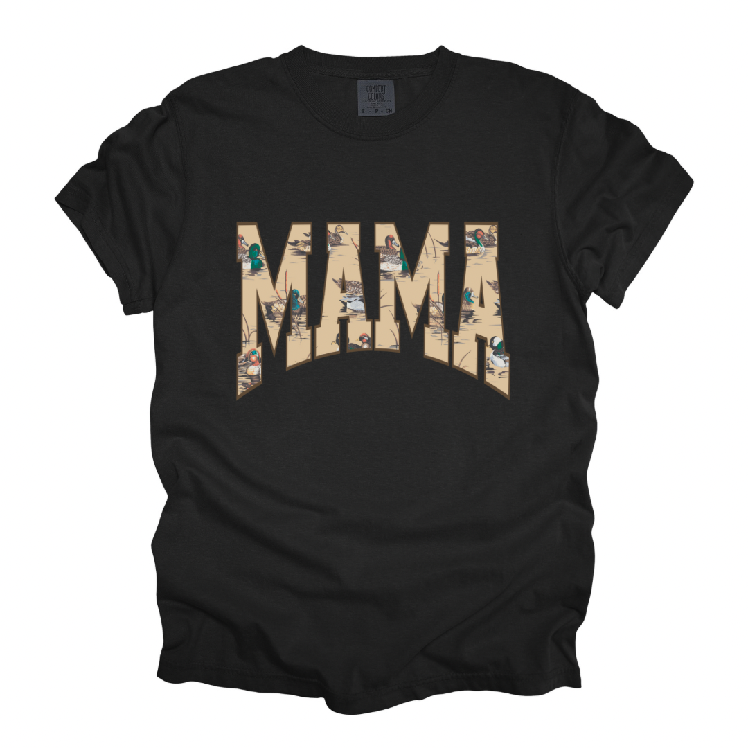 Duck Print MAMA Comfort Colors Tee - Black