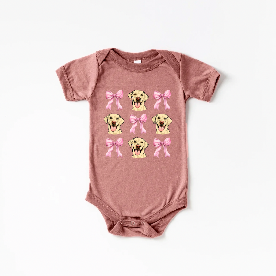 Yellow Labs & Bows Onesie