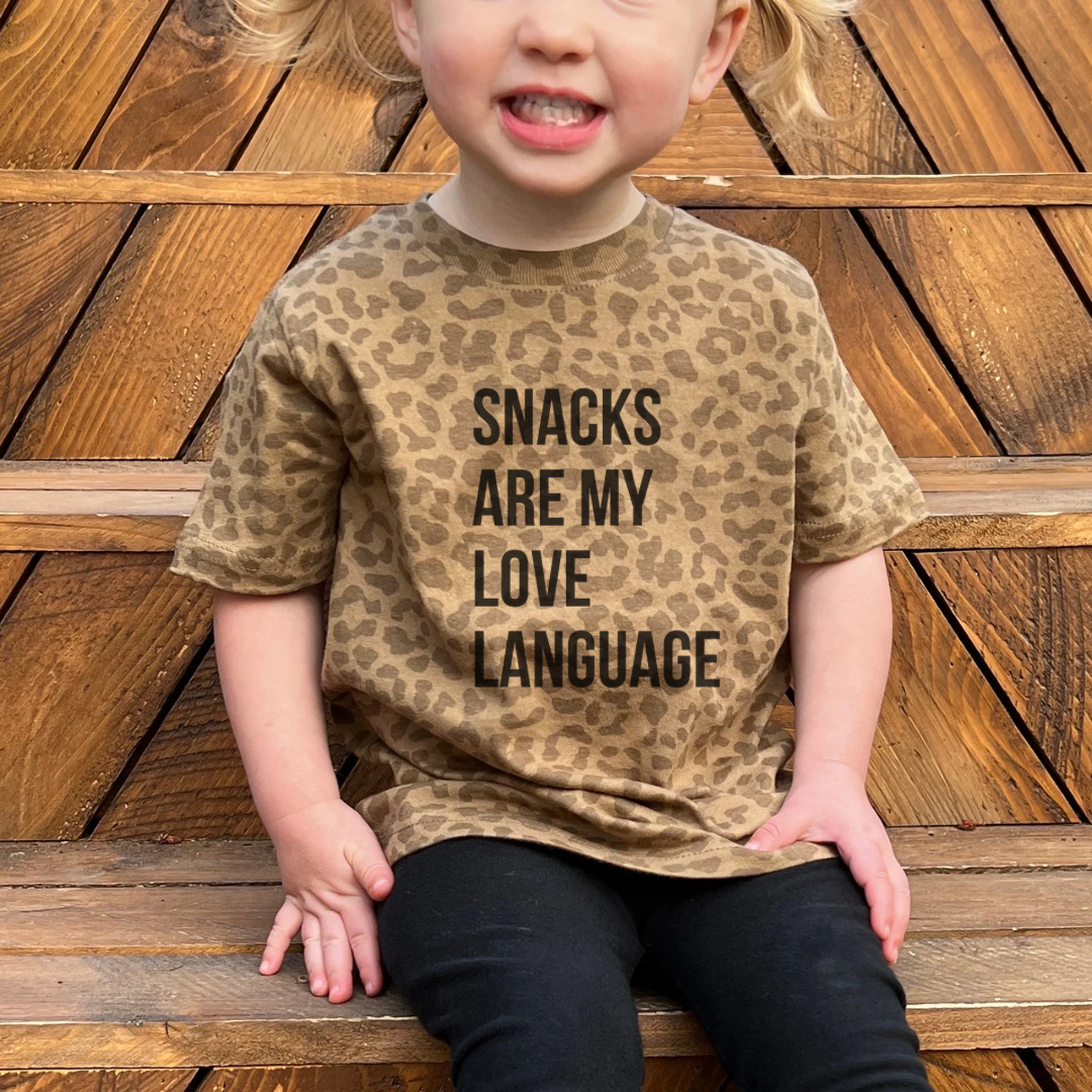Snacks Are My Love Language Leopard Tee