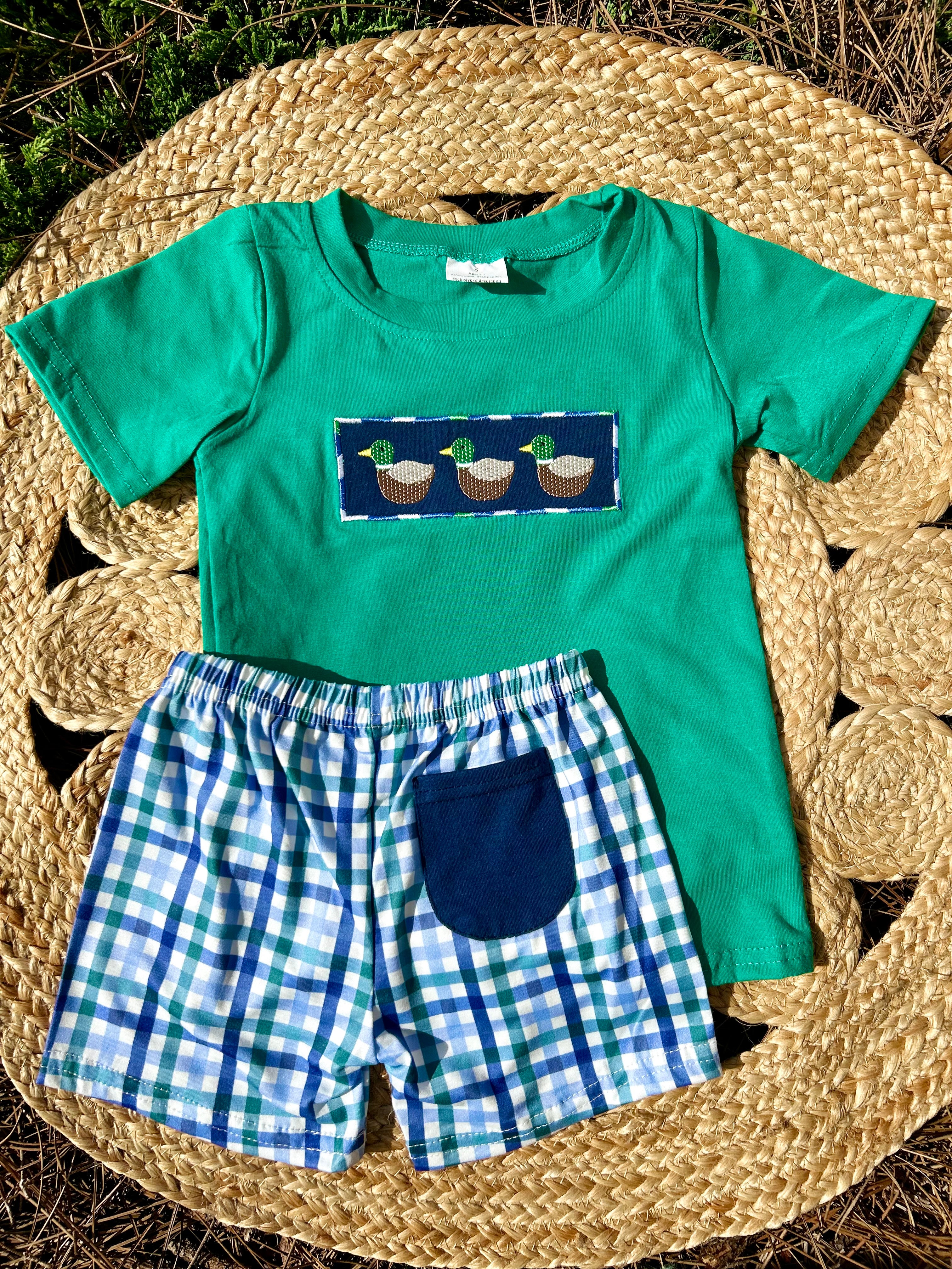 Embroidered Ducks Plaid Set - Preorder