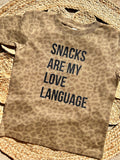 Snacks Are My Love Language Leopard Tee