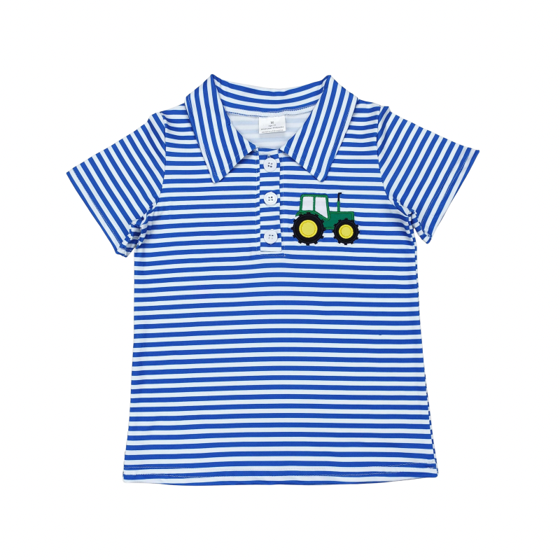 Blue Striped Tractor Button Up - Preorder