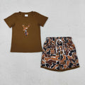 Embroidered Deer Camo Shorts Set - Preorder
