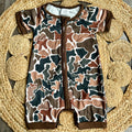 Retro Camo Shortie Romper - Preorder