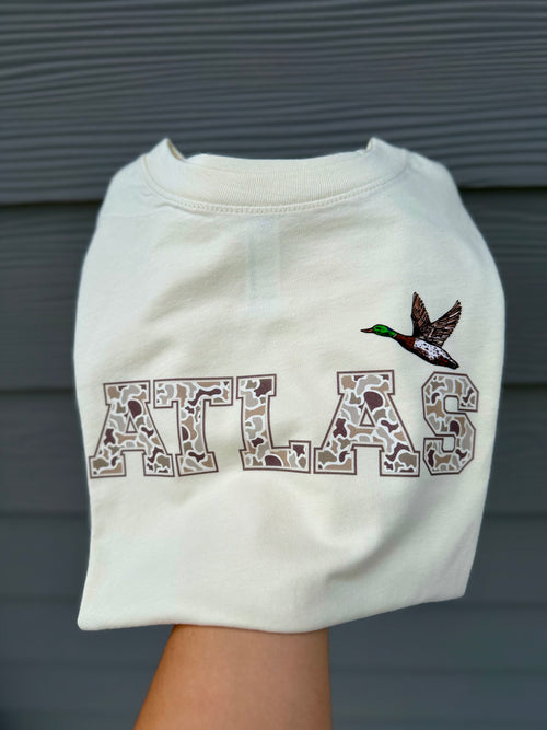 Camo Flying Mallard Name Tee - CUSTOM