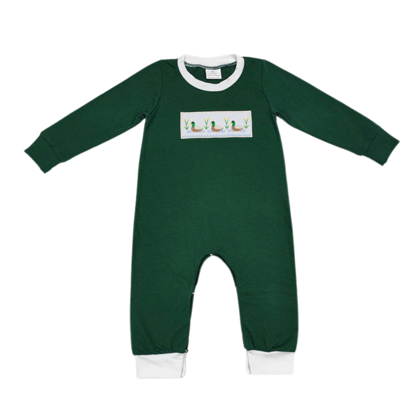 Embroidered Mallard Trio Long Romper
