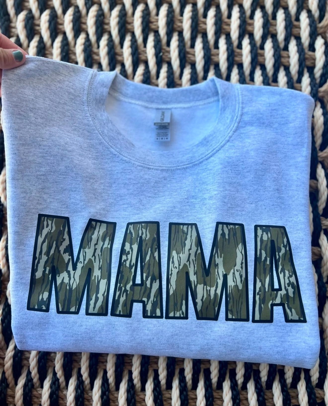 Woods Camo MAMA Crewneck - Ash