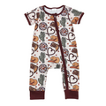 Brown Western Girls Zippy Romper