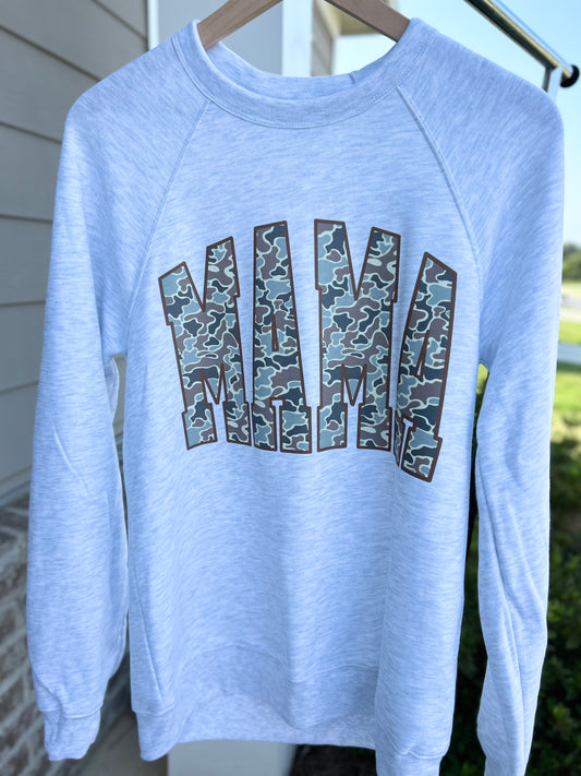 Vintage Retro Camo MAMA Crewneck - Ash