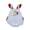 Appliqué American Dog Ruffle Romper - Preorder