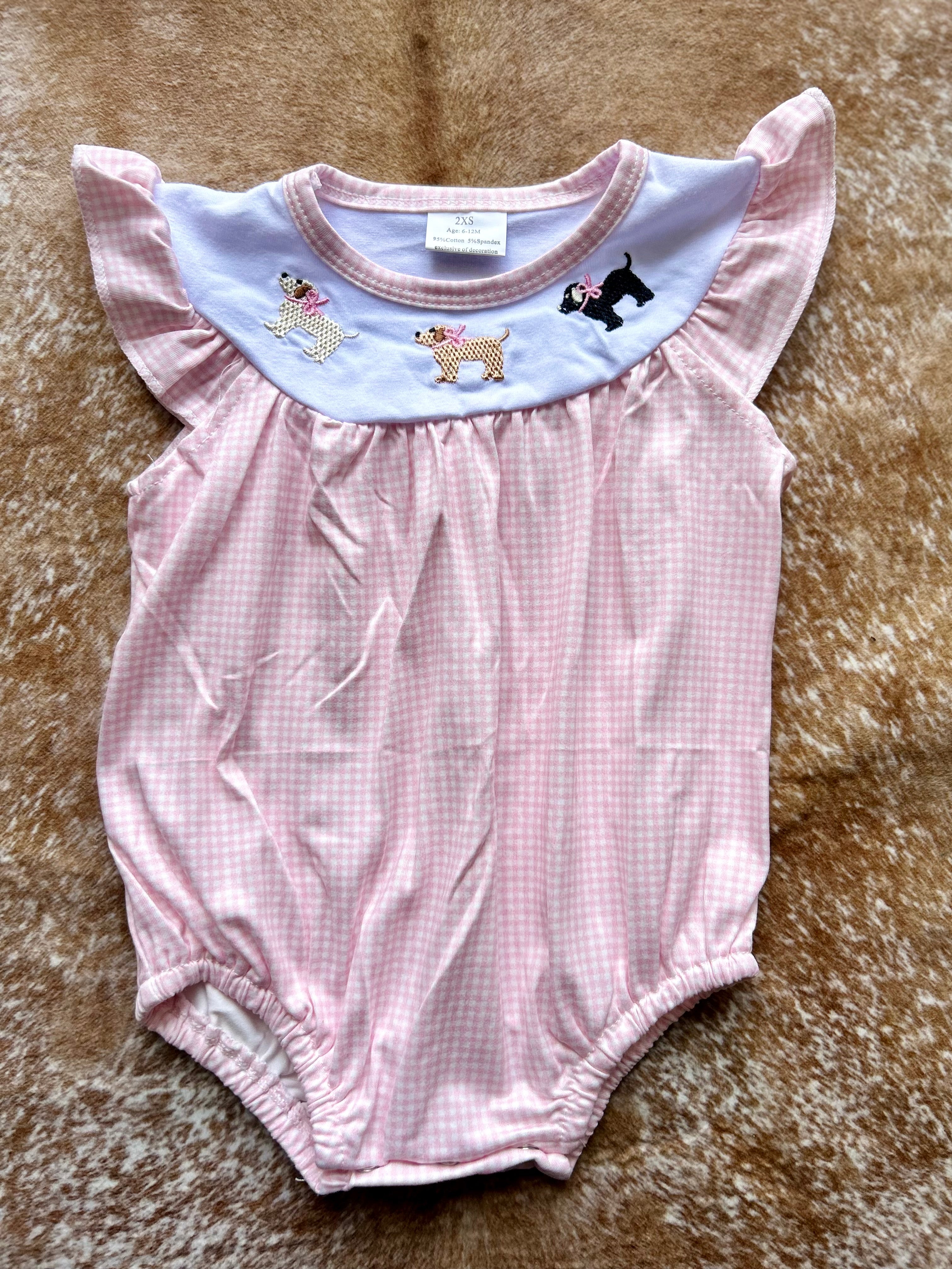 Pink Puppy Gingham Bubble - Preorder