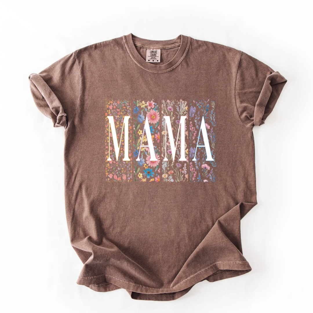 Pastel Floral MAMA graphic tee - Espresso
