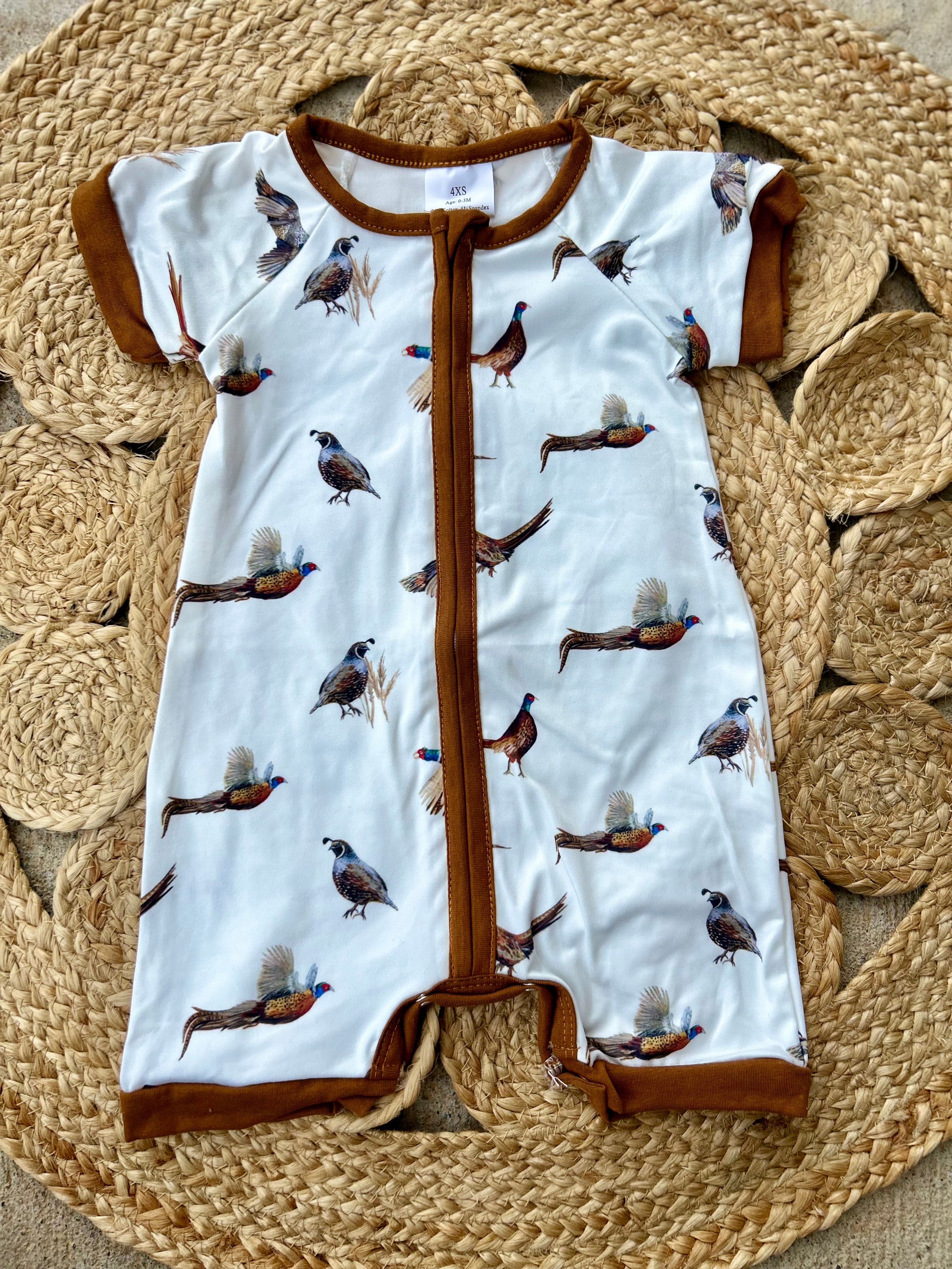 Pheasants Shortie Romper - Preorder