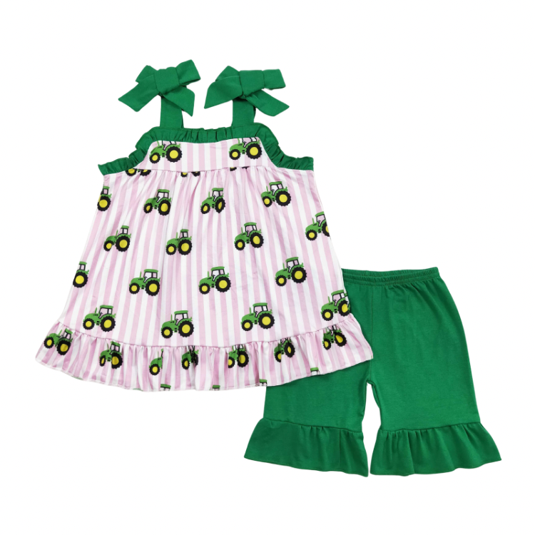 Pink Striped Tractor Set - Preorder