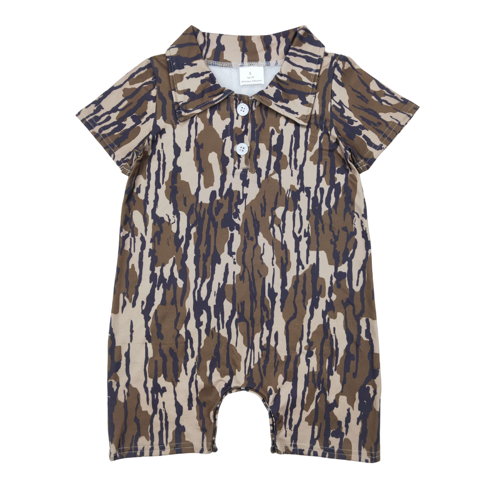 Dark Camo Collard Romper - Preorder