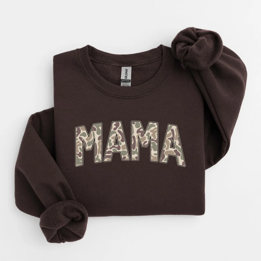 Camo MAMA Crewneck | Chocolate