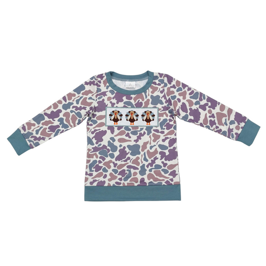 Embroidered Turkey Camo Top