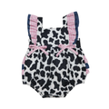 Cow Print Pink Gingham Romper - Preorder