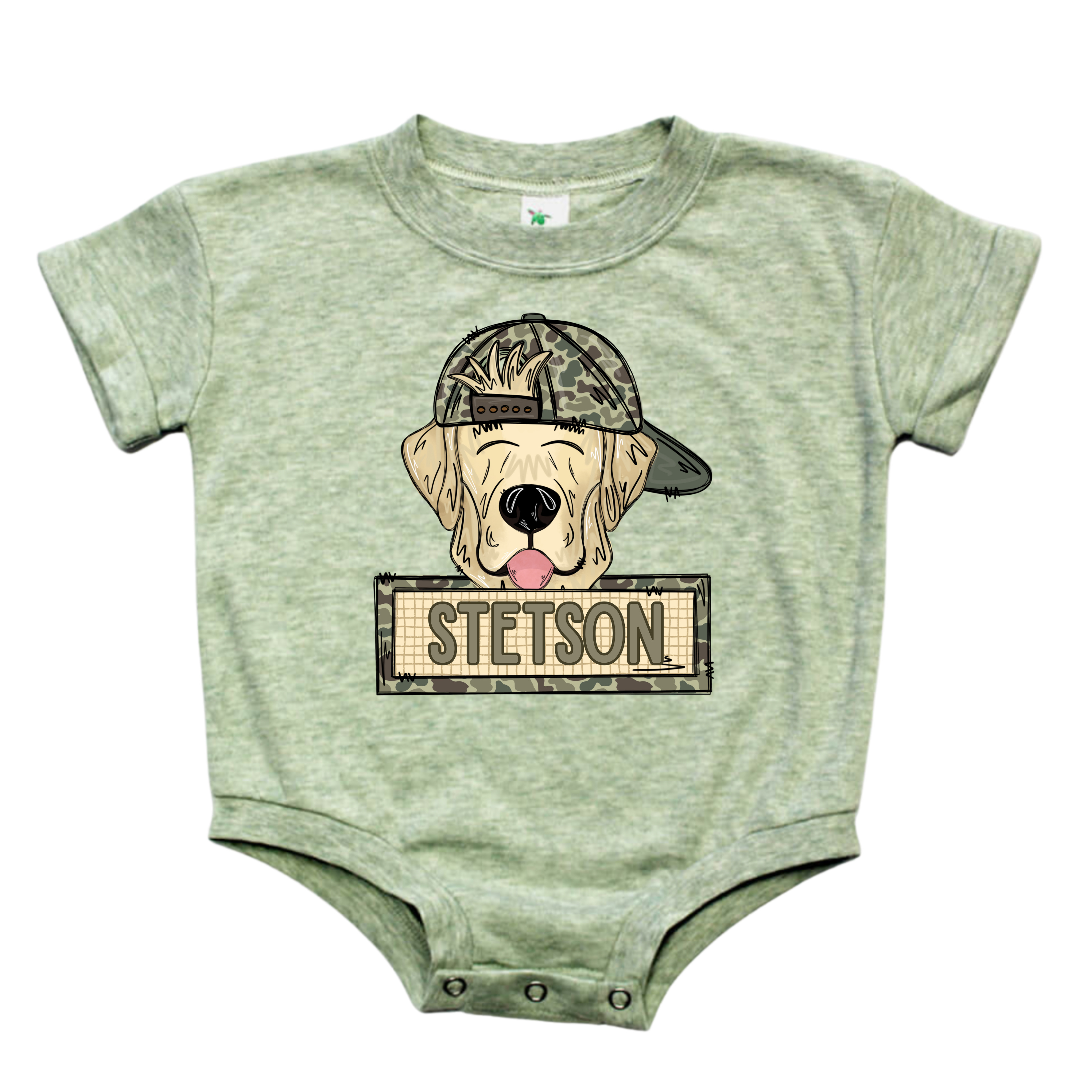 Yellow Lab Camo Hat Name Plate Bubble - Custom