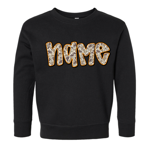 Camo Bubble Letter Name Crewneck - CUSTOM