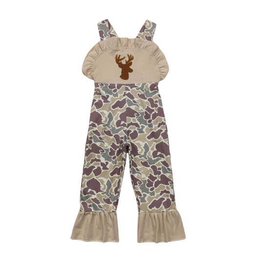 Camo Deer Long Ruffle Romper