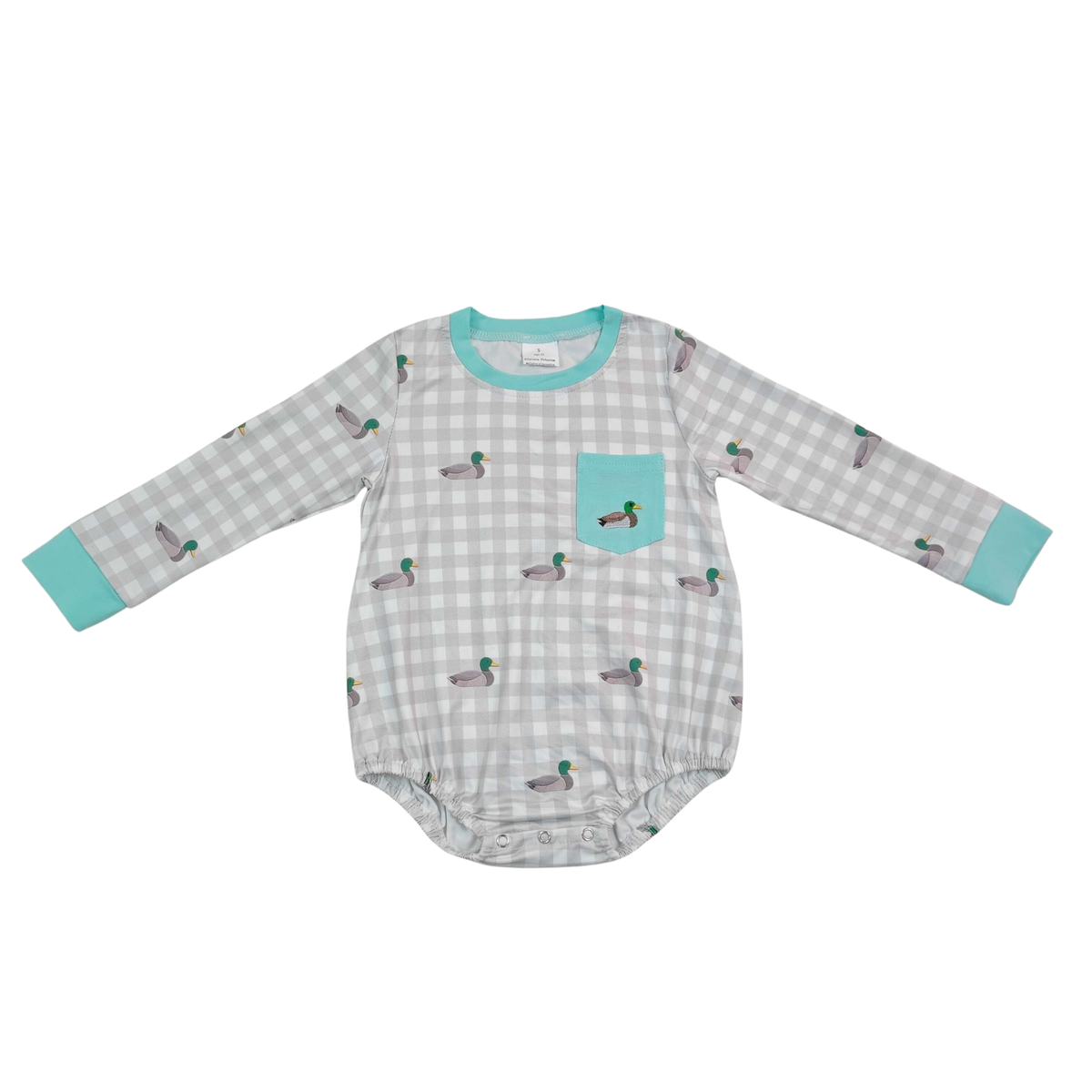 Gingham Mallard Print Romper