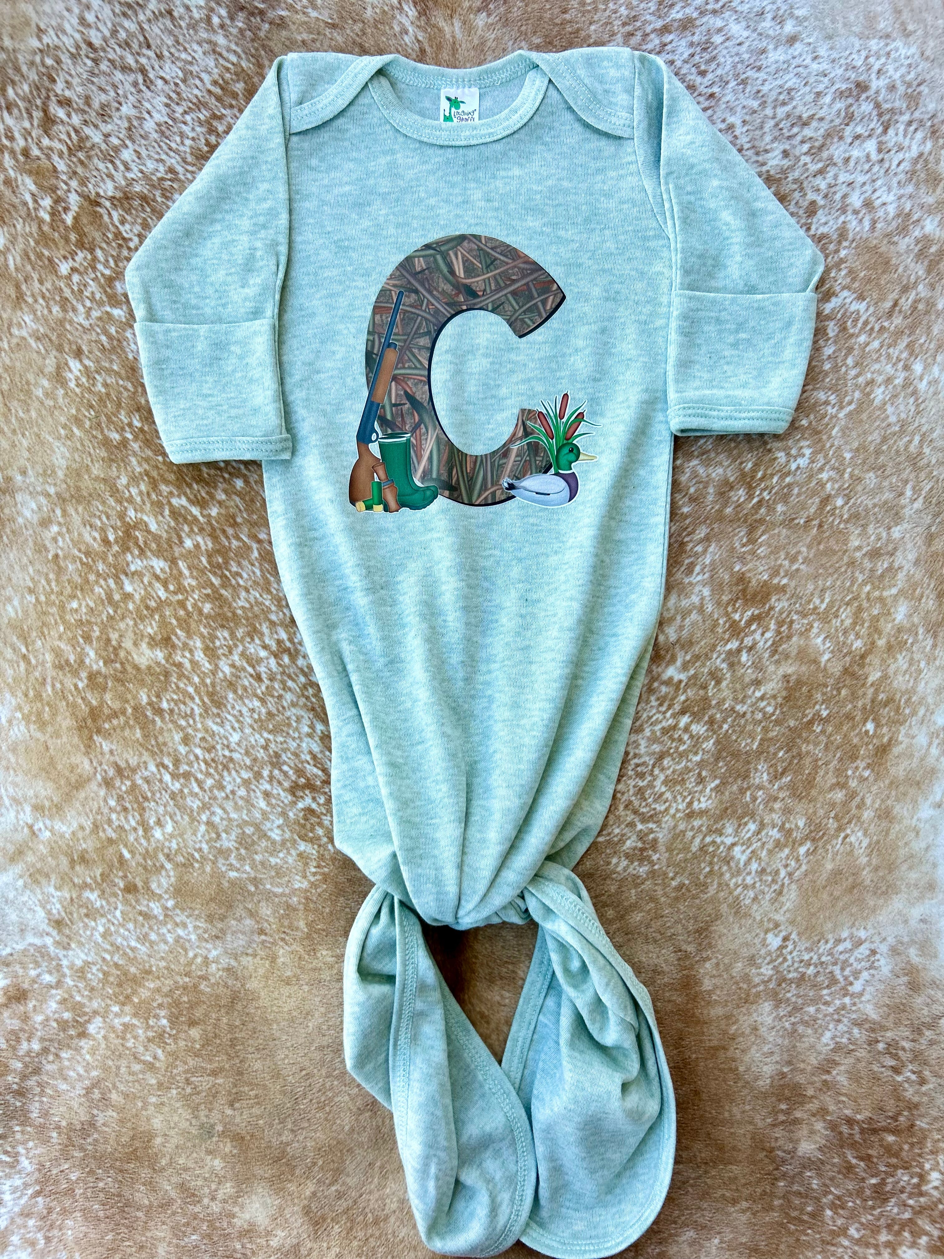 Duck Hunting Initial Knotted Gown - CUSTOM