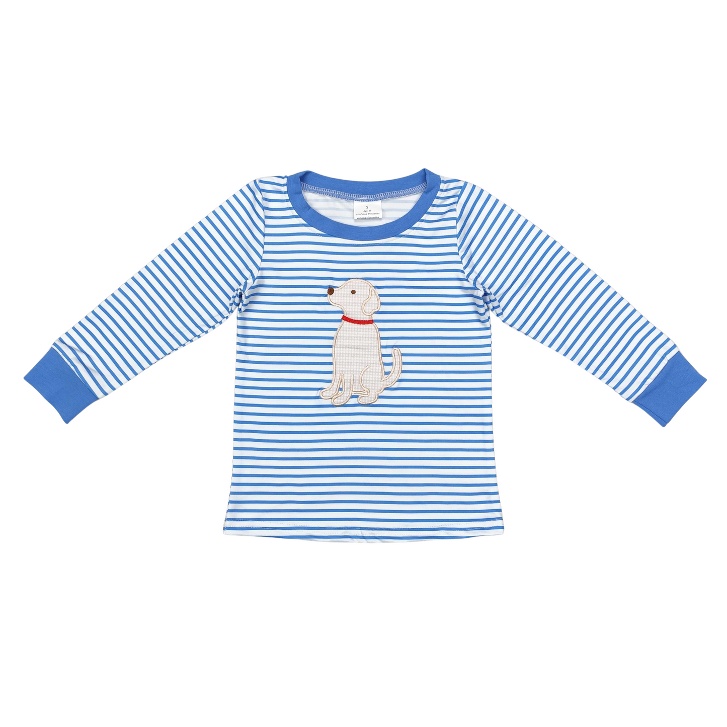 Blue Striped Puppy LS Top