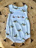 Embroidered Striped Mallard Romper - Preorder