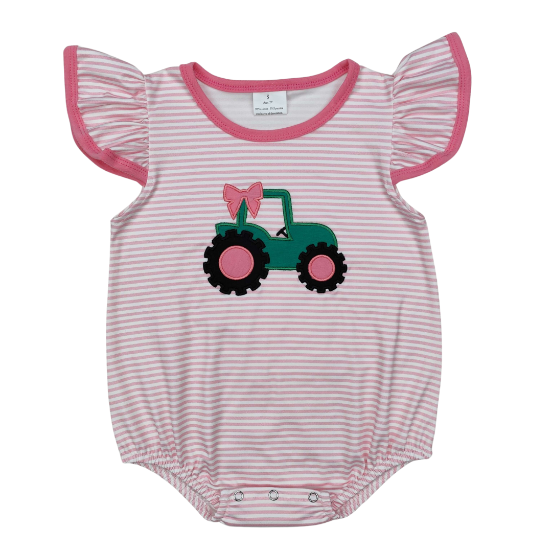 Pink Striped Tractor Bubble - Preorder