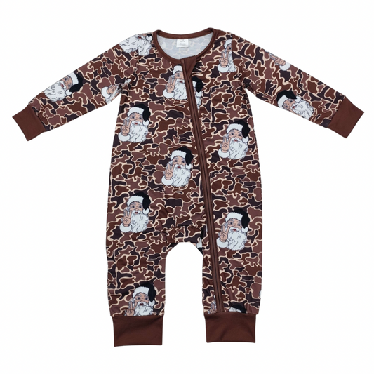 Retro Camo Santa Romper
